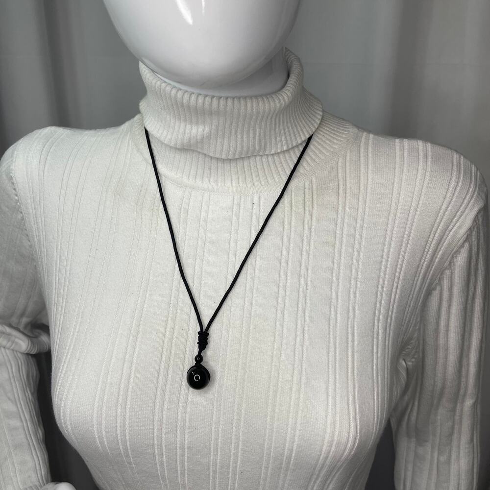 pendant chain necklace for women or men black marble glass adjustable length